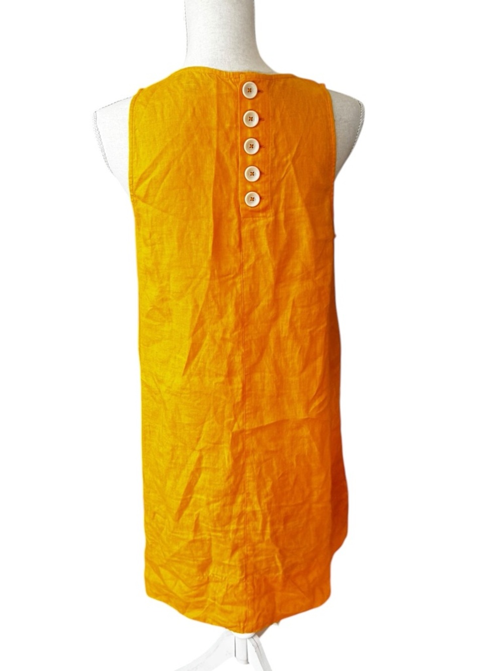 J.Crew Women Marigold Yellow 100% Linen Sleeveless Button Back Shift Dress M - Picture 4 of 7